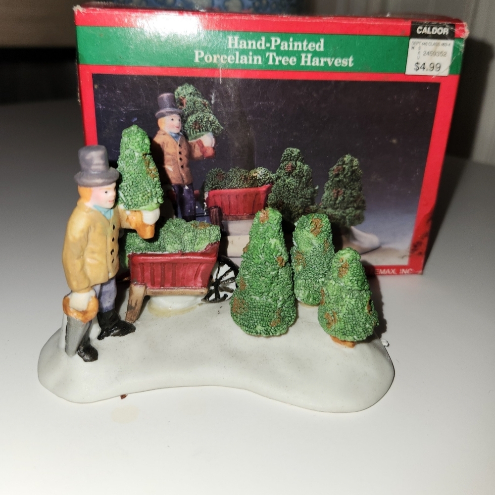 Vintage Hand-Painted Porcelain Tree Harvest Figurine